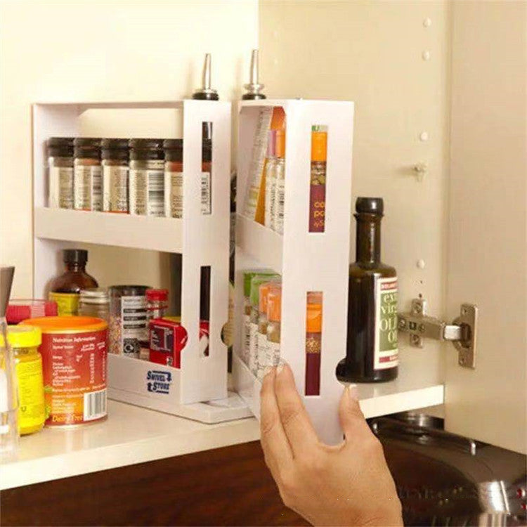 Kitchen Spice Organizer Rack Double Rotating Storage musii home