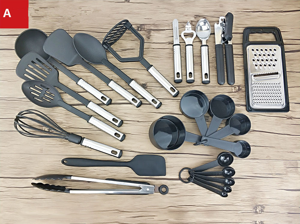 Kitchen Utensil Set 24 Nylon and Stainless Steel Utensil Set