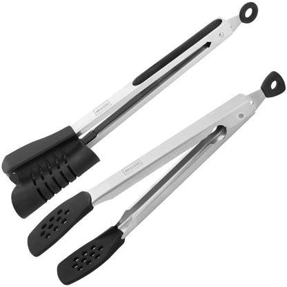 12 inches Set of Cooking Tongs and BBQ Tongs High Quality Stainless Steel with BPA Free Silicon Tip