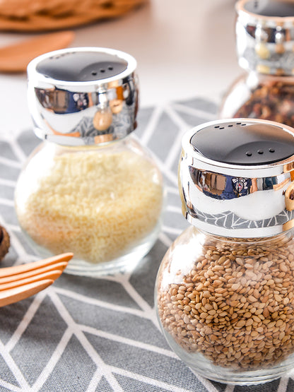 Rotary Seasoning Storage Spice Bottle Rack Kitchen Salt and Pepper Cruet Condiment Set Containers for Spices