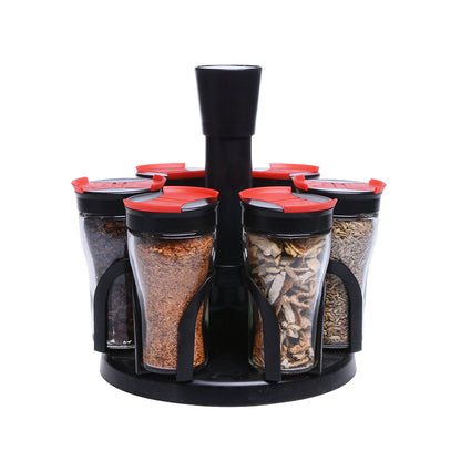 Rotary Seasoning Storage Spice Bottle Rack Kitchen Salt and Pepper Cruet Condiment Set Containers for Spices