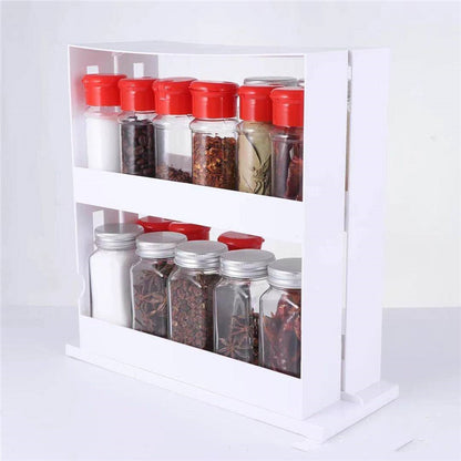 Kitchen Spice Organizer Rack Double Rotating Storage