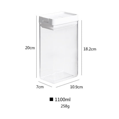 Kitchen Japanese Food Sealed Cans Plastic Transparent Moisture-proof Refrigerator Storage Box Whole Grains Square Storage Cans