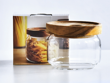 Acacia Glass Storage Can Kitchen Food Coarse