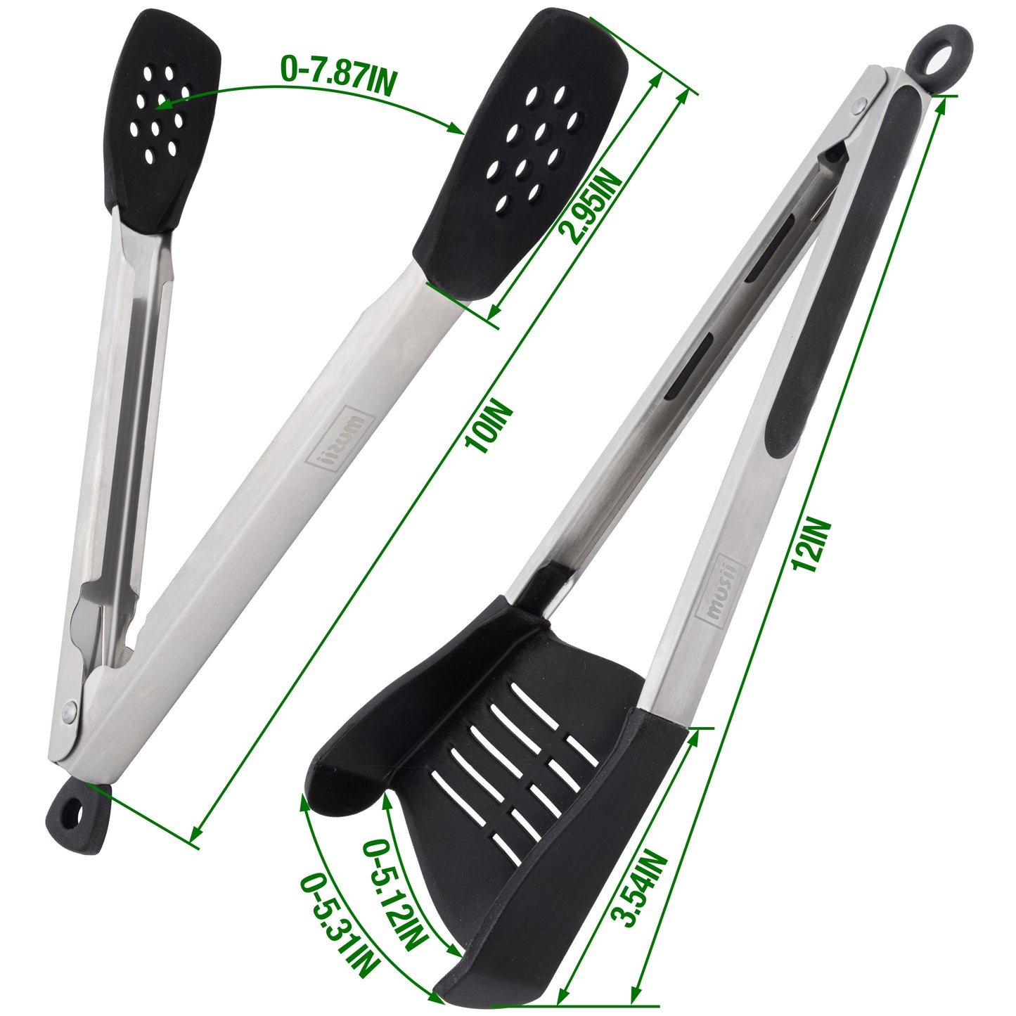 12 inches Set of Cooking Tongs and BBQ Tongs High Quality Stainless Steel with BPA Free Silicon Tip