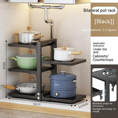 Kitchen Shelf Household Multi Layer Storage Pot Shelf