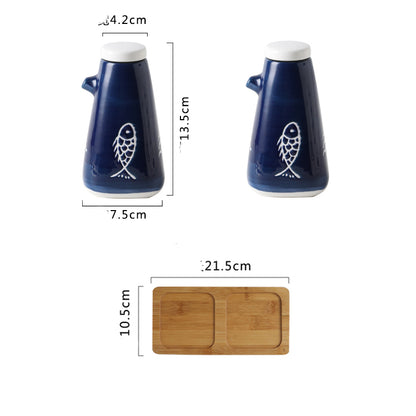 Japanese Style Kitchen Supplies Sauce Vinegar Bottle Reserve Bottle Hand-painted Ceramic Seasoning Bottle