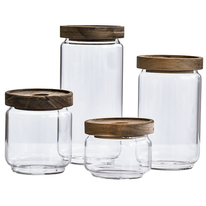 Acacia Glass Storage Can Kitchen Food Coarse