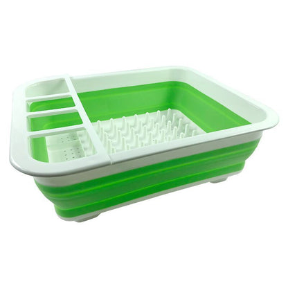 Folding kitchen drain dish rack