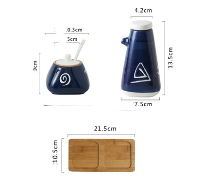 Japanese Style Kitchen Supplies Sauce Vinegar Bottle Reserve Bottle Hand-painted Ceramic Seasoning Bottle