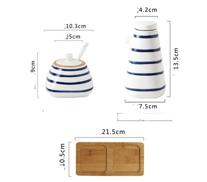 Japanese Style Kitchen Supplies Sauce Vinegar Bottle Reserve Bottle Hand-painted Ceramic Seasoning Bottle