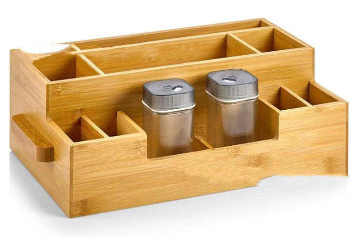 Soy Sauce Bottle Seasoning Jar Storage Kitchen Rack Bamboo Seasoning Box Wooden