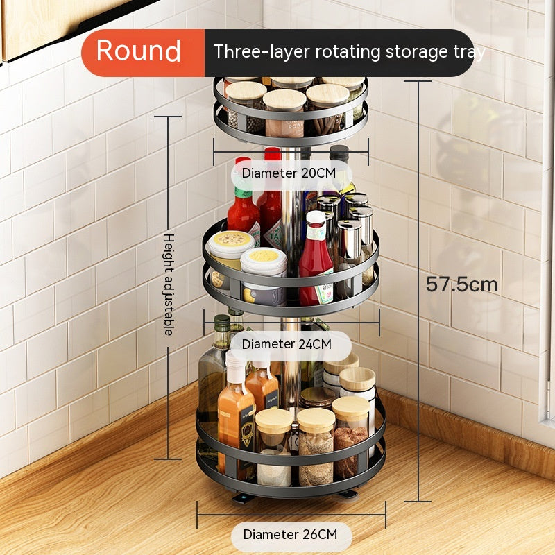 Multifunctional Circular Storage And Rotatable Kitchen Seasoning Rack