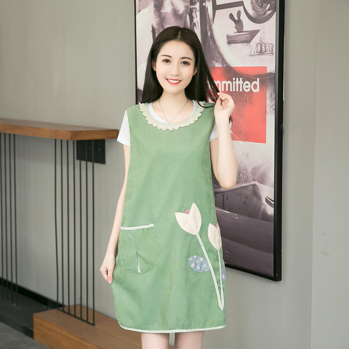 Fashion Apron Restaurant Half-length Overalls Kitchen Home Linen Overalls