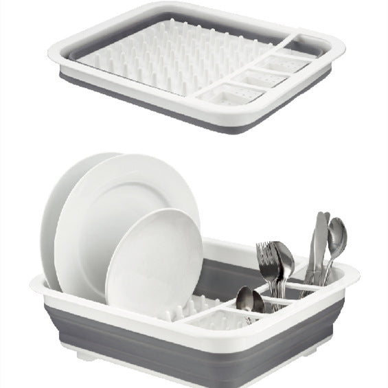 Folding kitchen drain dish rack