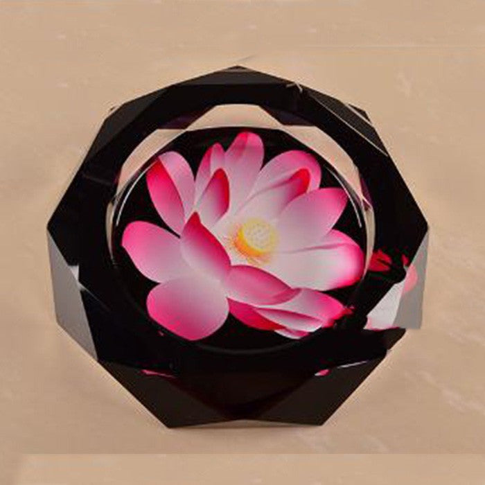 Lotus Household Crystal Glass Ashtray