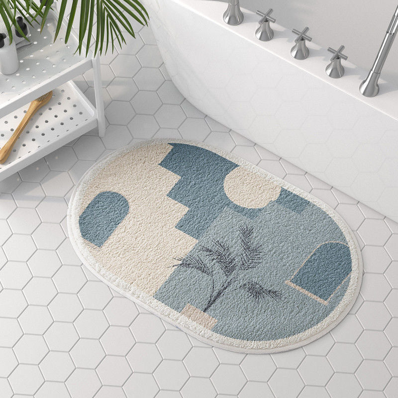 Household Simple Oval Cashmere Bathroom Mat