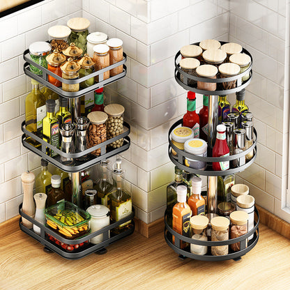 Multifunctional Circular Storage And Rotatable Kitchen Seasoning Rack