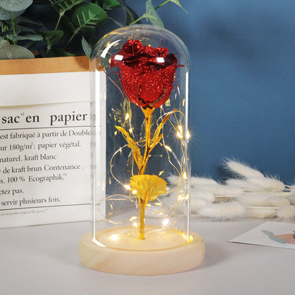 Valentines Day Gift  For Girlfriend Eternal Rose Flowers LED Light In Glass Cover Day Wedding Decoration Favors Mother Day Female Gift  Gift