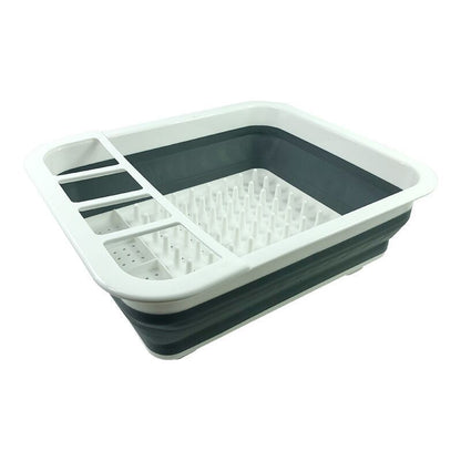 Folding kitchen drain dish rack