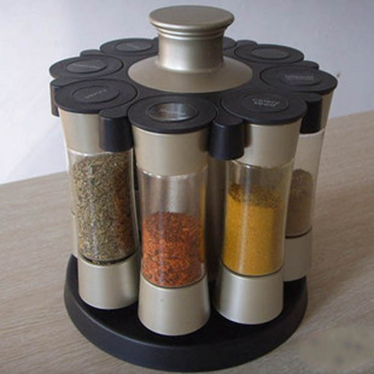 8 Grid Seasoning Box Rotating Rack Kitchen Seasoning Bottle Set