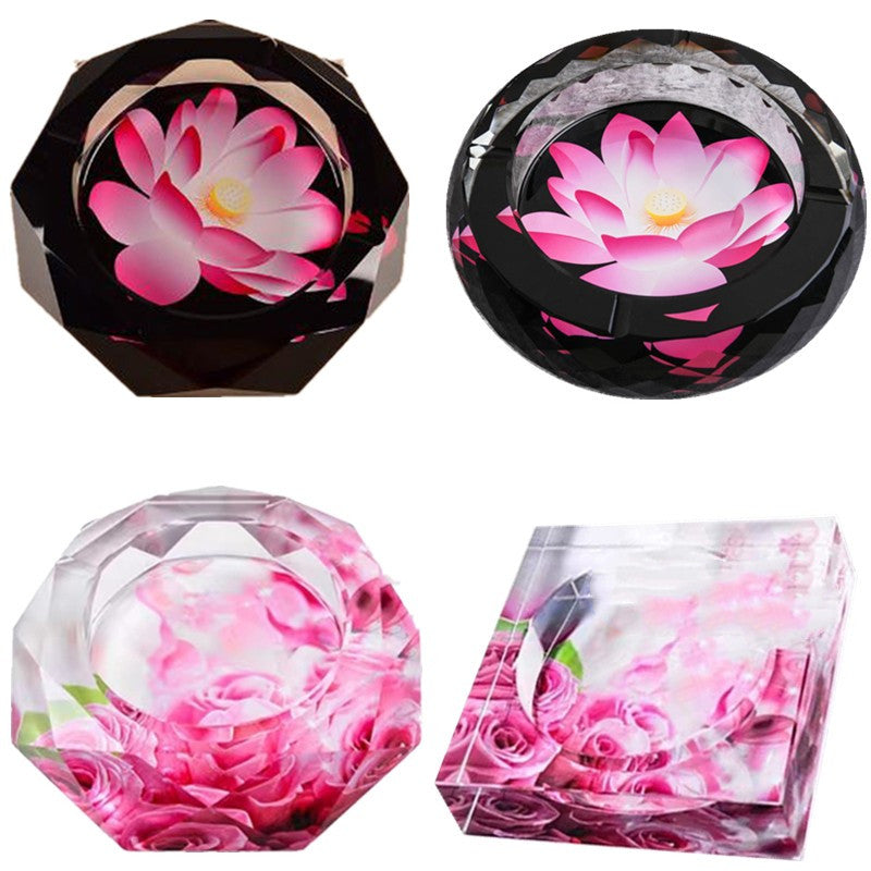 Lotus Household Crystal Glass Ashtray