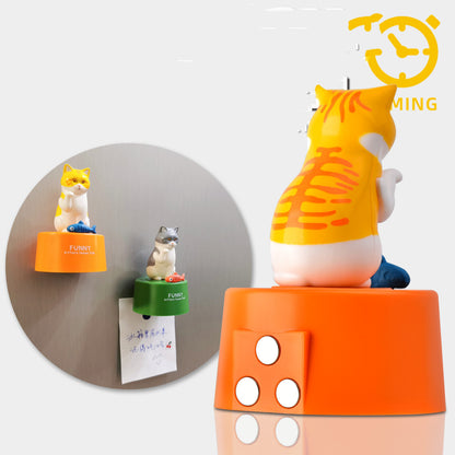 Kitty mechanical timer kitchen magnet