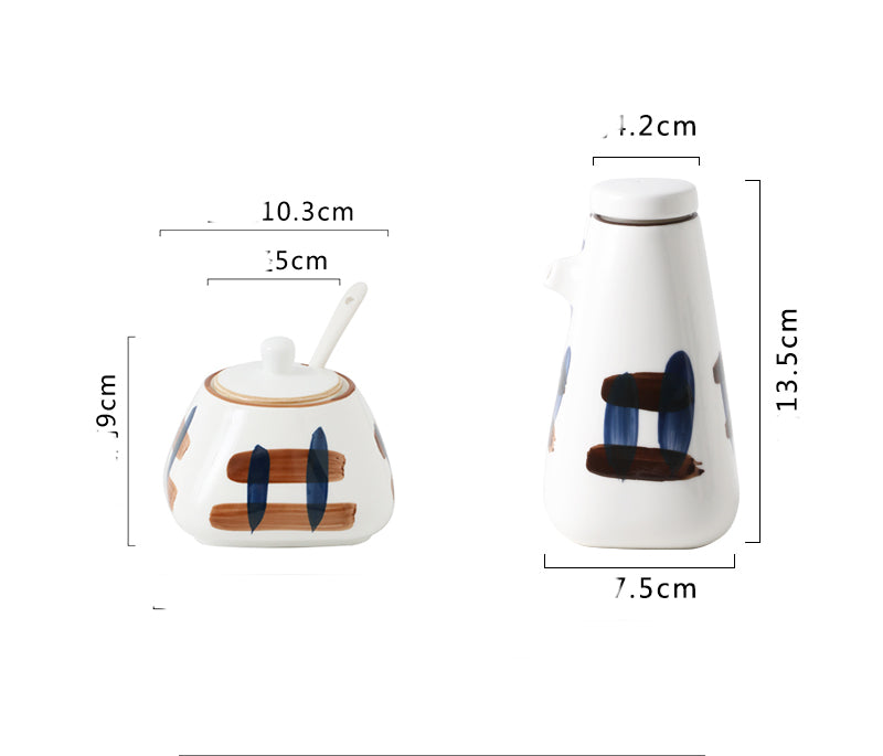 Japanese Style Kitchen Supplies Sauce Vinegar Bottle Reserve Bottle Hand-painted Ceramic Seasoning Bottle