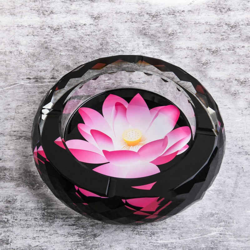 Lotus Household Crystal Glass Ashtray