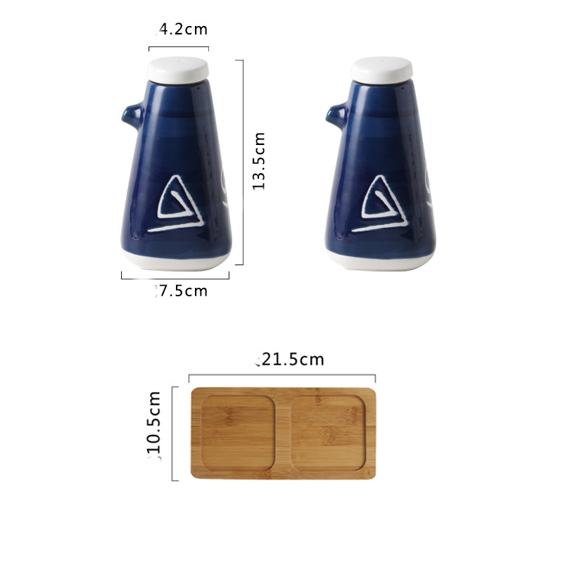 Japanese Style Kitchen Supplies Sauce Vinegar Bottle Reserve Bottle Hand-painted Ceramic Seasoning Bottle