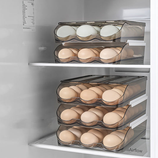 Refrigerator Rolling Egg Carton With Lid Rolling Egg Kitchen Transparent Rolling Egg Rack