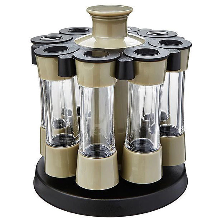 8 Grid Seasoning Box Rotating Rack Kitchen Seasoning Bottle Set