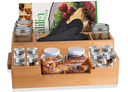Soy Sauce Bottle Seasoning Jar Storage Kitchen Rack Bamboo Seasoning Box Wooden
