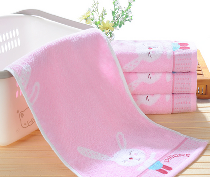 Pure Cotton 32 Share Cartoon Children Wash Face Small Towel Water Absorbent Small Rabbit Manufacturers Direct 25x5