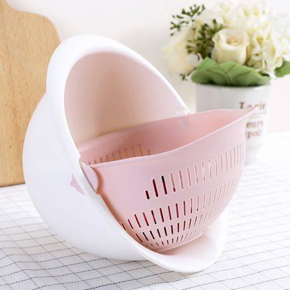 Portable Detachable Double-Layer Hollow Fruit and Vegetable Cleaning Drain Basket Washed Rice Noodles