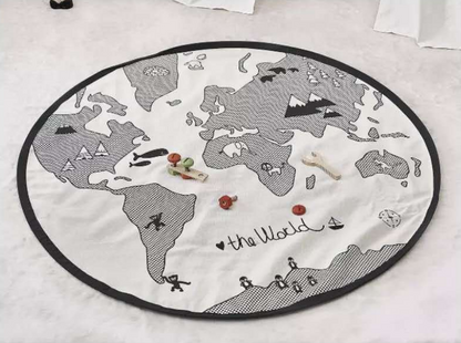 World Map Play Mats Funny Cartoon Newborn baby Carpet Boy Girl Crawling Blanket Kids Round Maze Game Mat Play Toys