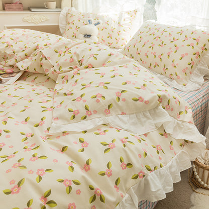 Korean Bed Skirt Pure Cotton Bed Four-piece Set 100 Cotton