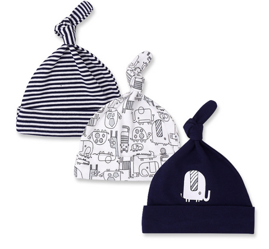 Baby hat 0-6 months newborn cotton baby cap men and women baby spring and summer 3 pieces