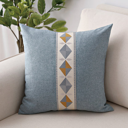 Geometric embroidery national style linen pillow