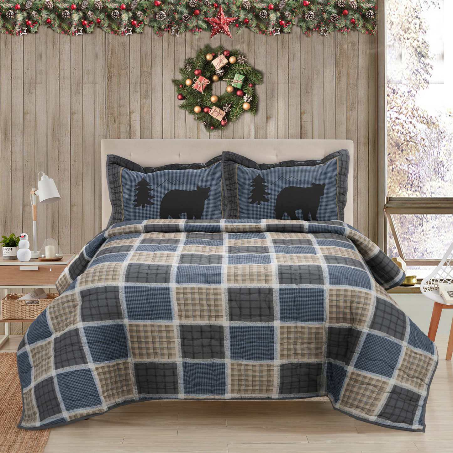 True Grit - Bear  Square - Modern Snnazy Quilt and Sham Set