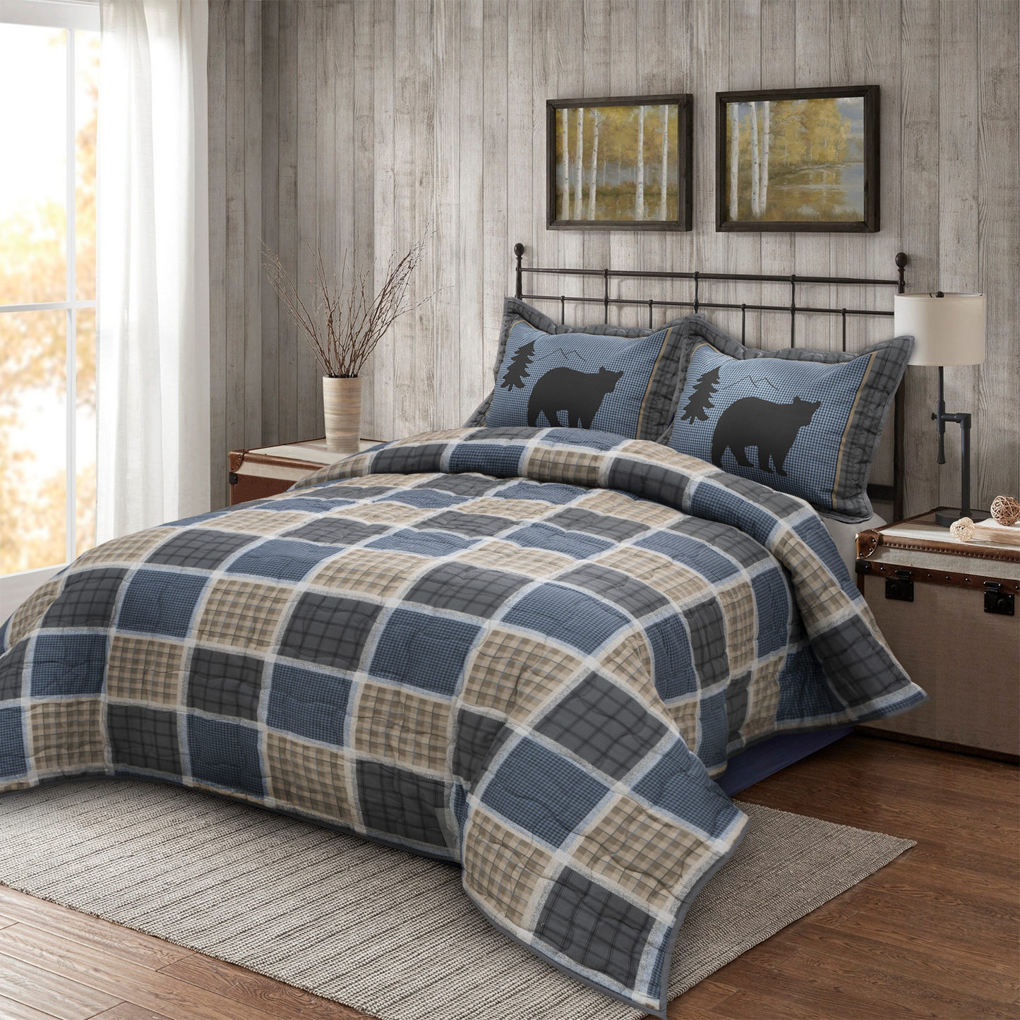 True Grit - Bear  Square - Modern Snnazy Quilt and Sham Set